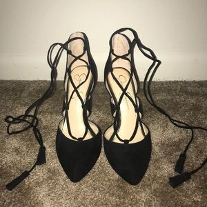 Jessica Simpson lace up black heels